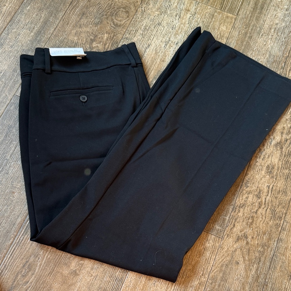 LOFT Black Dress Pants Flat Front Straight Leg